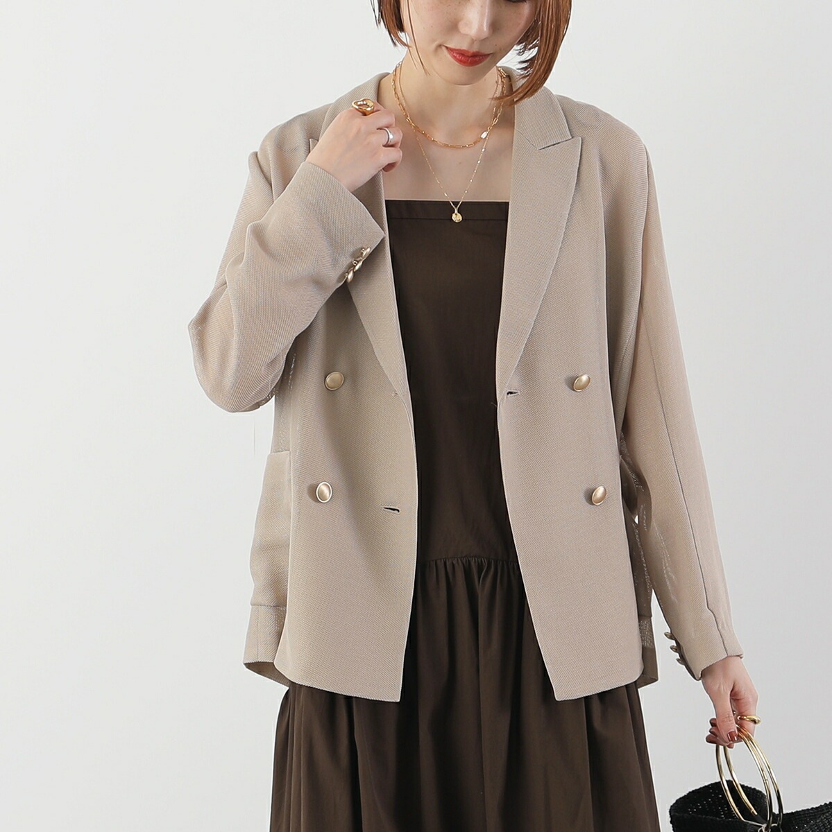 Dignite Collier ディニテコリエ ジャケット 80254200 レディース メッシュ ダブル テーラード 金ボタン カラー4色 【mega】