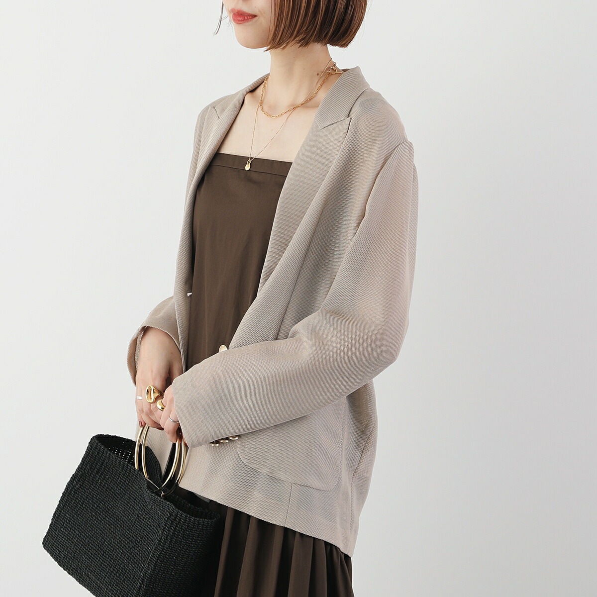 Dignite Collier ディニテコリエ ジャケット 80254200 レディース メッシュ ダブル テーラード 金ボタン カラー4色 【mega】