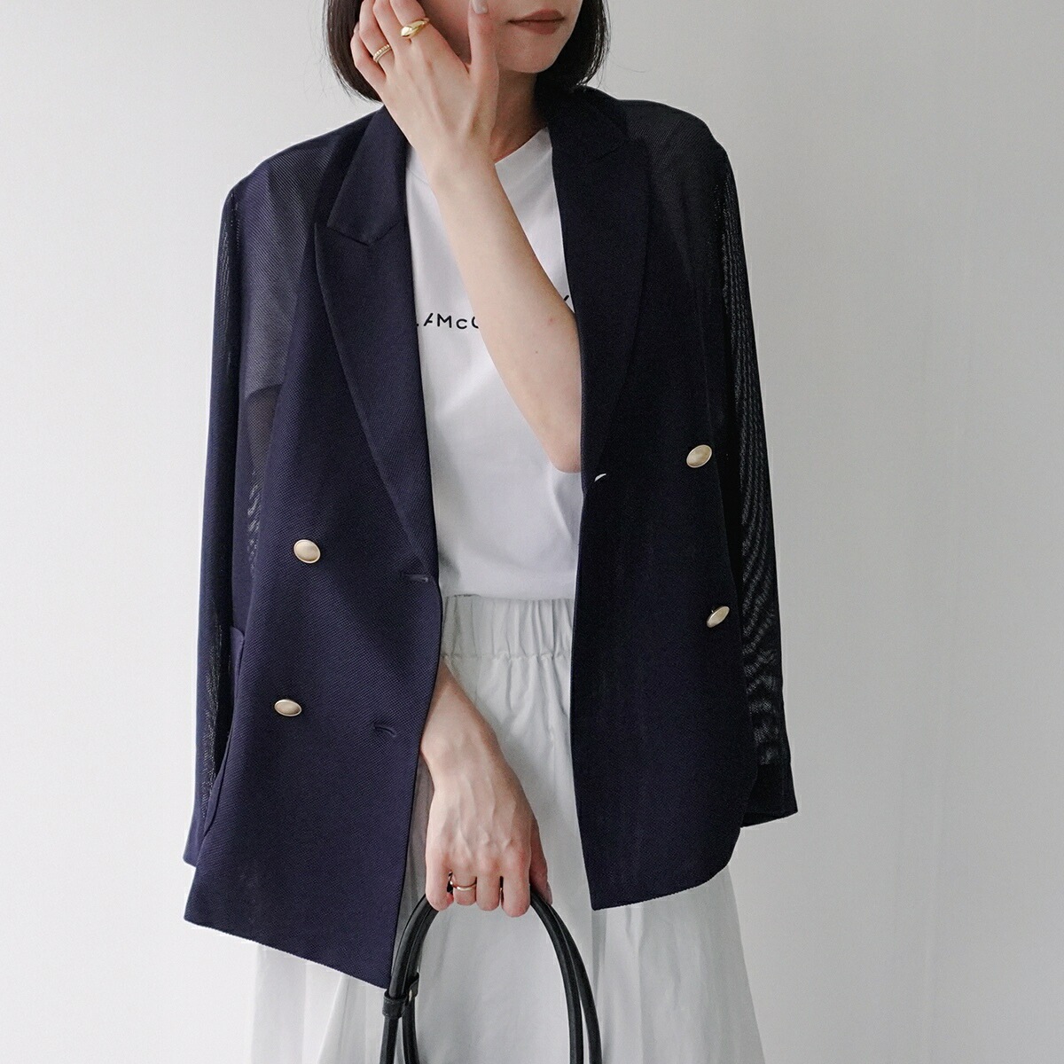 Dignite Collier ディニテコリエ ジャケット 80254200 レディース メッシュ ダブル テーラード 金ボタン カラー4色 【mega】