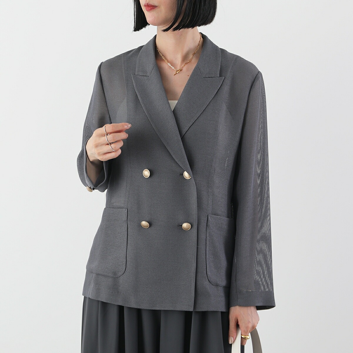 Dignite Collier ディニテコリエ ジャケット 80254200 レディース メッシュ ダブル テーラード 金ボタン カラー4色 【mega】