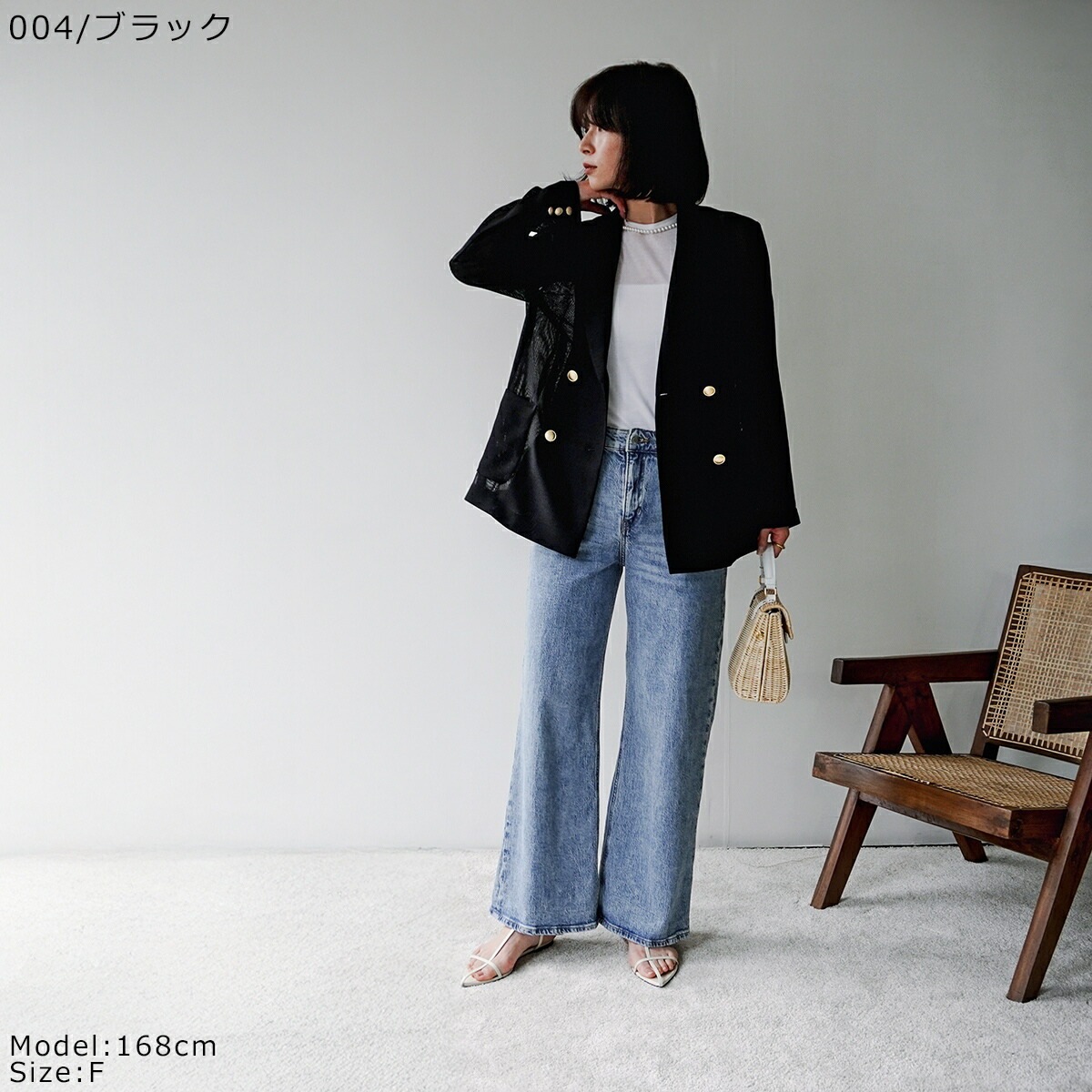 Dignite Collier ディニテコリエ ジャケット 80254200 レディース メッシュ ダブル テーラード 金ボタン カラー4色 【mega】