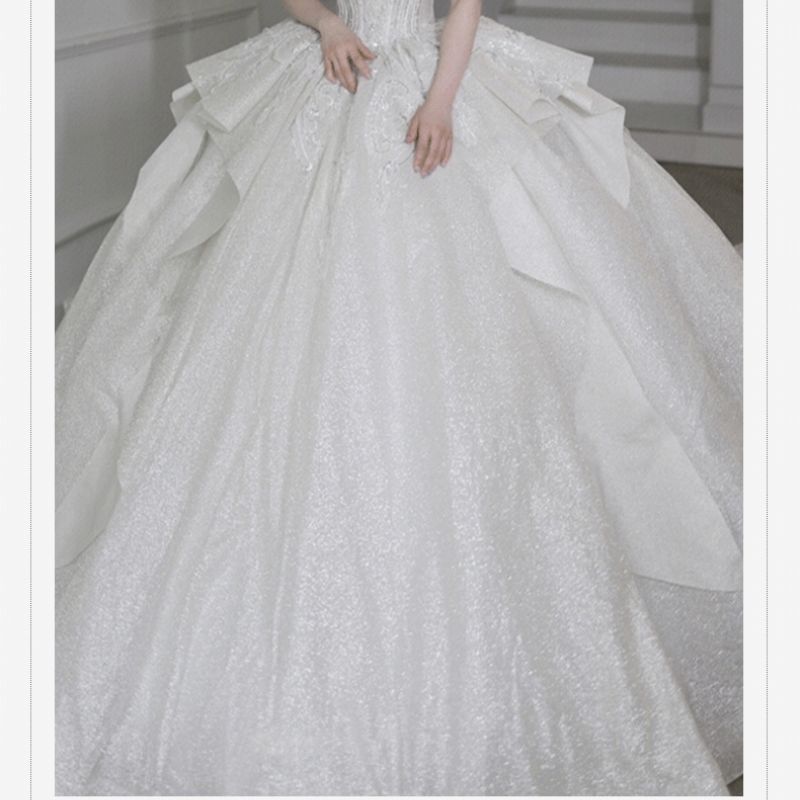 ワンショルダーウェディングドレス花嫁2025本糸小重工業先進大型尾冬