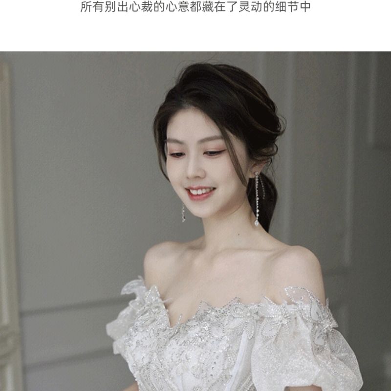 ワンショルダーウェディングドレス花嫁2025本糸小重工業先進大型尾冬