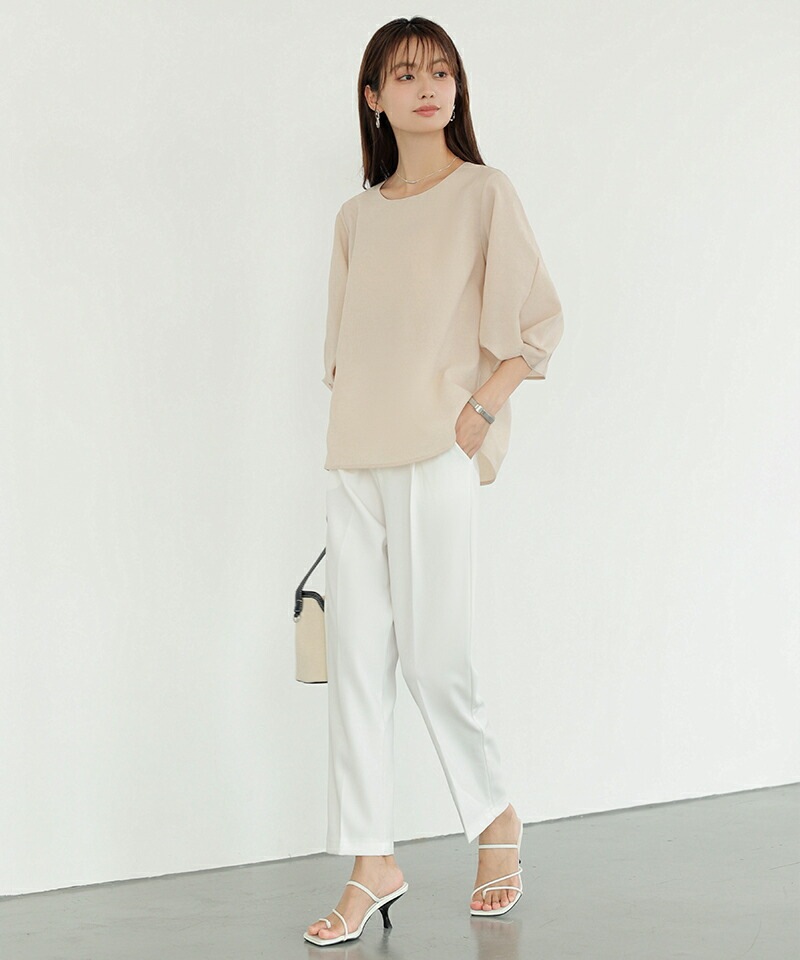 【OUTLET！クーポンで2,192円】 ブラウス ボリューム袖 レディース 半袖 シフォン トップス ボリュームスリーブ バルーン袖 オフィスカジュアル オフィス カジュアル きれいめ 涼しい 薄手