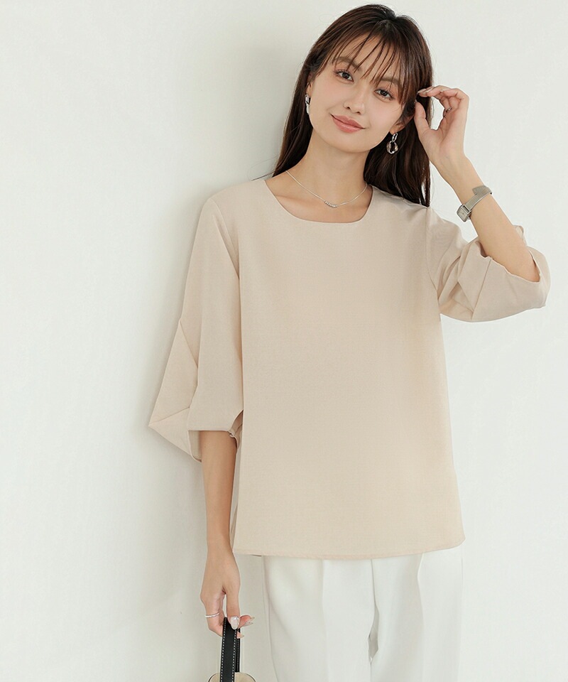 【OUTLET！クーポンで2,192円】 ブラウス ボリューム袖 レディース 半袖 シフォン トップス ボリュームスリーブ バルーン袖 オフィスカジュアル オフィス カジュアル きれいめ 涼しい 薄手