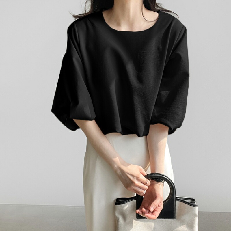 【OUTLET！クーポンで2,192円】 ブラウス ボリューム袖 レディース 半袖 シフォン トップス ボリュームスリーブ バルーン袖 オフィスカジュアル オフィス カジュアル きれいめ 涼しい 薄手