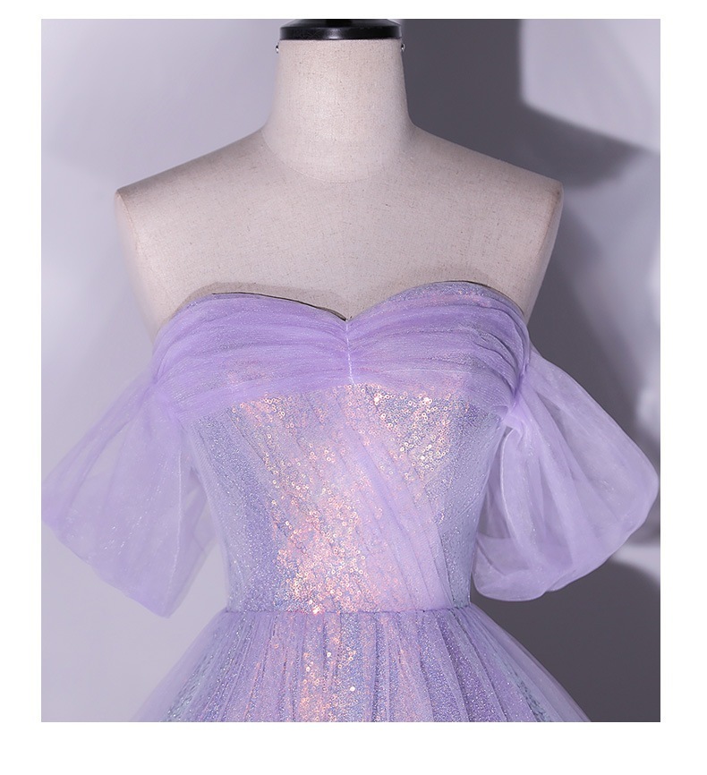 （1～3日で出荷）ブライズメイド ドレス パープル レディース マキシ丈 ロング丈 ゲストドレス コンサート 演出 二次会 発表会 ブライダル Aライン パーティー誕生日結婚式 韓国風 ワンピース ダ