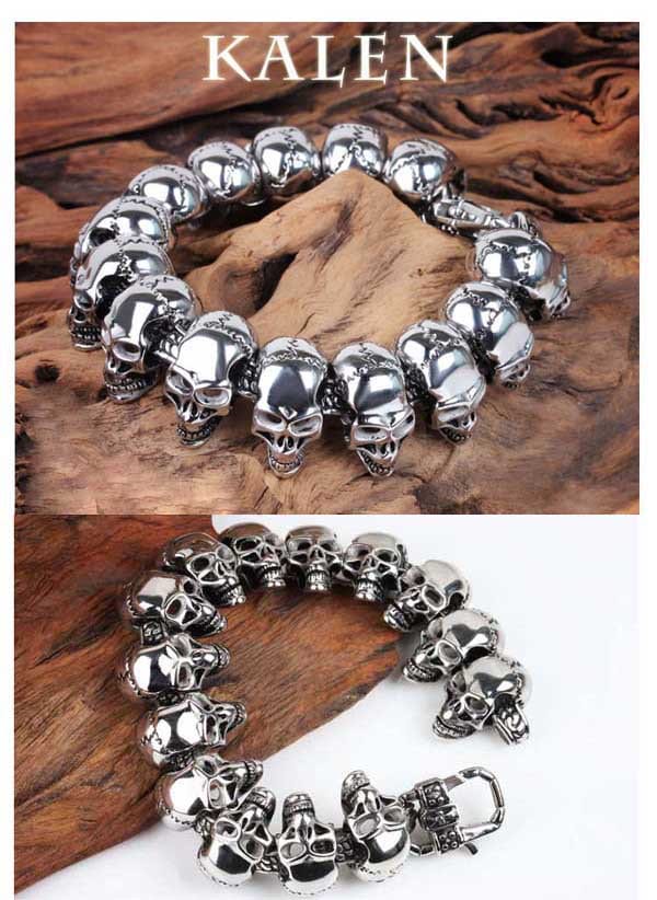 Qoo10] ステンレス スカル ブレスレット ドクロ