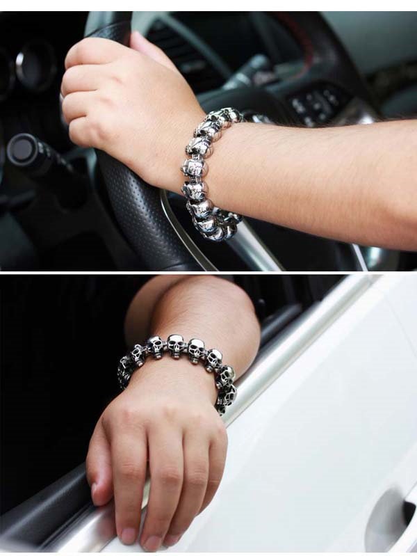 Qoo10] ステンレス スカル ブレスレット ドクロ