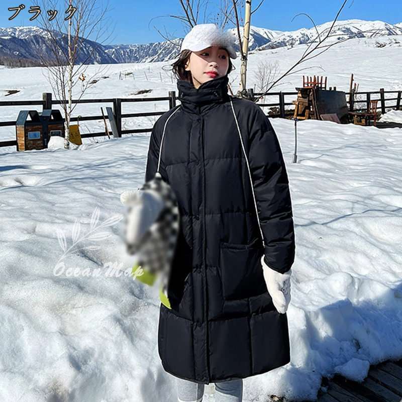 ダウンコート レディース ロング 秋冬 中綿 厚手 防寒 おしゃれ 大きいサイズ ダウンジャケット 無地 スリム ファッション チョッキ ロング丈 コート フード付き 綿入れ 暖かい 防風 カジュアル