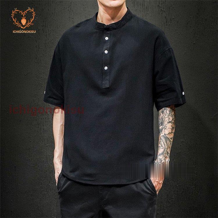 無地Tシャツ メンズ Tシャツ 半袖 リネン 綿麻Tシャツ 中華 カジュアル トップス 夏 お兄系 無地Tシャツ メンズ Tシャツ 半袖 リネン 綿麻Tシャツ 中華 カジュアル トップス 夏 お兄系