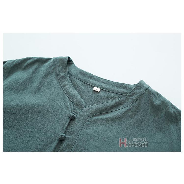 上下セット メンズ 7分袖 春夏 シャツパジャマ セットアップ ヘンリーネック リネンTシャツ ロングパンツ チャイナ服 父の日 上下セット メンズ 7分袖 春夏 シャツパジャマ セットアップ ヘンリーネック リネンTシャツ ロングパンツ チャイナ服 父の日