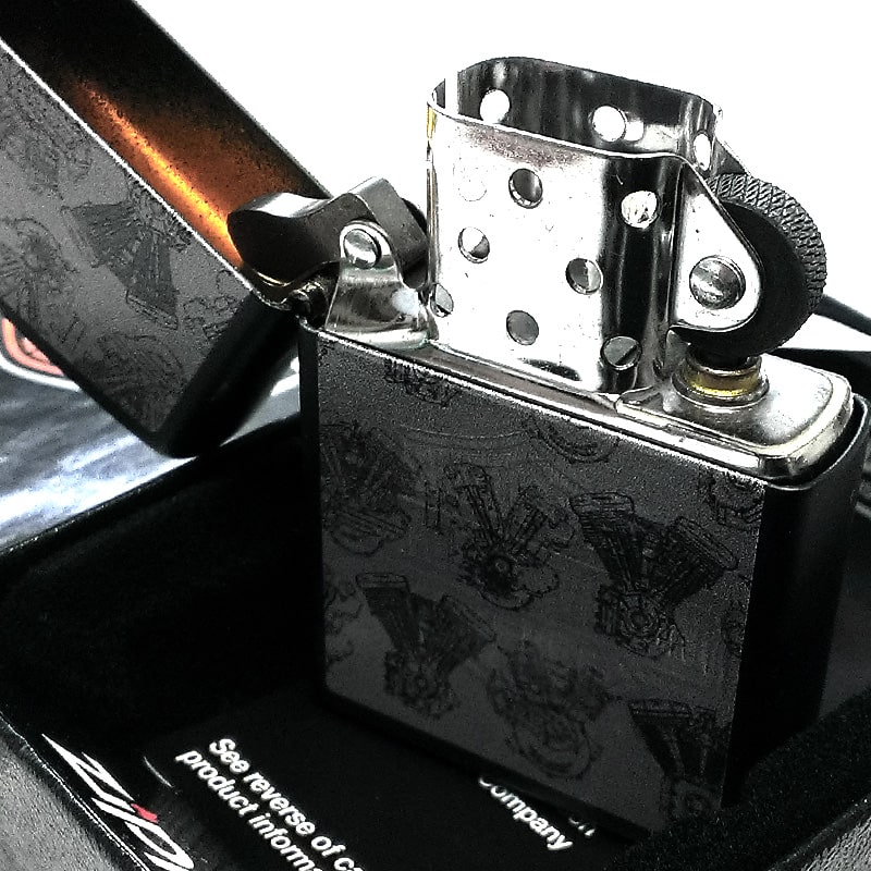 ZIPPO ハーレー ダビッドソン エンジン ロゴ マットブラック 黒 かっこいい ジッポライター 渋い おしゃれ メンズ プレゼント レディース ギフト