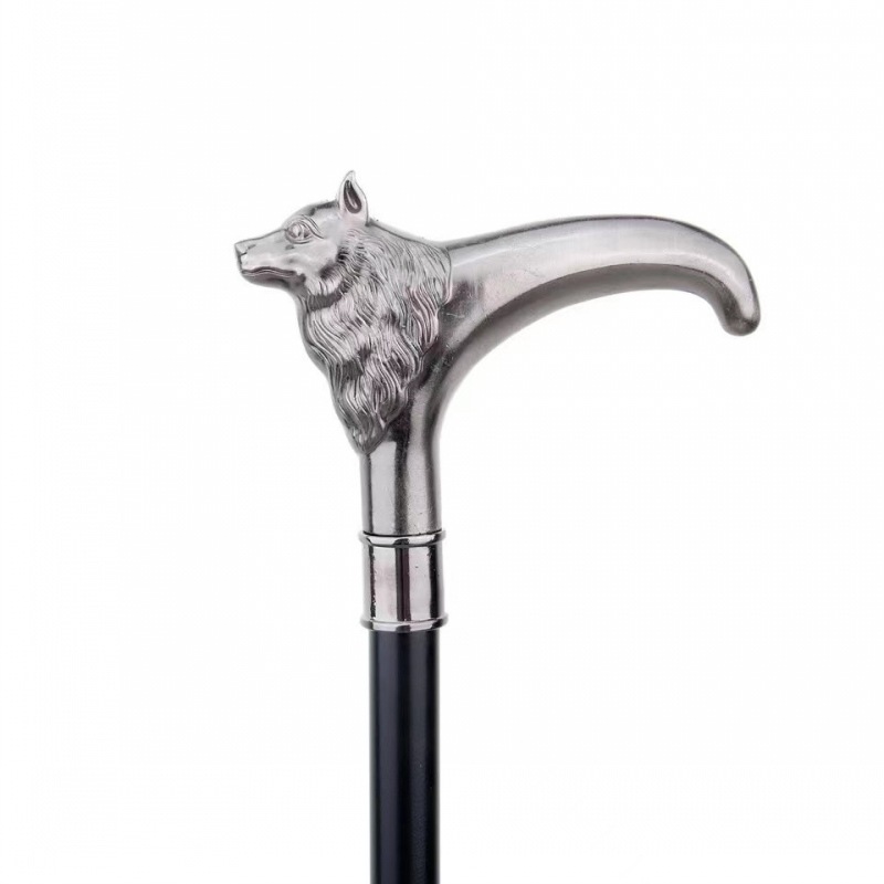 杖 ウルフ 狼 つえ ステッキ おしゃれ 高級 男性 女性 撮影 イベント 金属 シルバー ウォーキングスティック ソリッド ヴィンテージ デザイナー レトロ