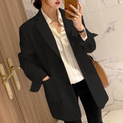 ジャケット 羽織 テーラード 長袖 前開き ストレート かわいい 大人可愛い きれいめ シンプル カジュアル 春 秋 学生 通学 オフィス デート お出かけ 韓国 モテ L XL ブラック