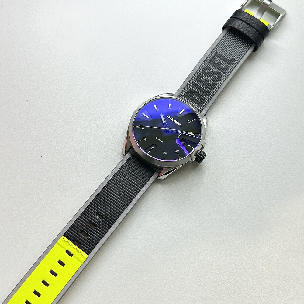 DEISEL ディーゼル 時計 メンズ 腕時計 手表 MS9 エムエスナイン 偏光ガラス グレー ネオンイエロー ナイロン レザー DZ1902 ビジネス 男性 誕生日ギフト 記念日 クリスマス プレ