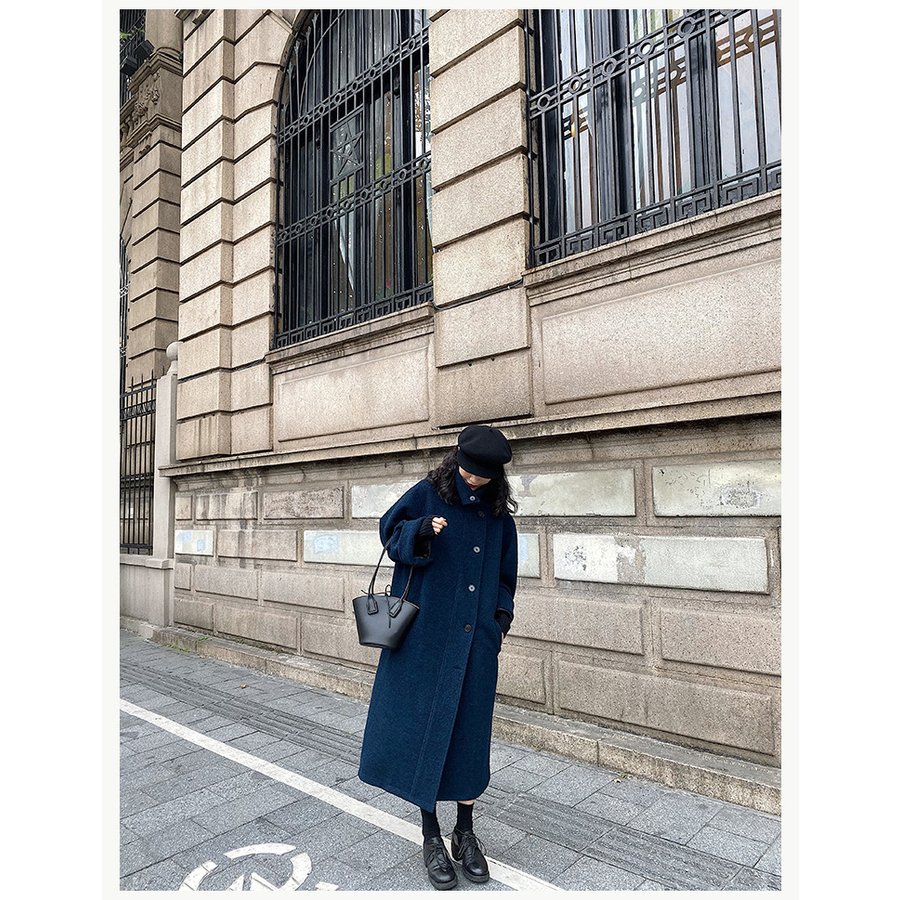 チェスターコート レディース 秋冬 40代 チェスターコート 黒 ロング丈 ラシャコートひざ下 厚手