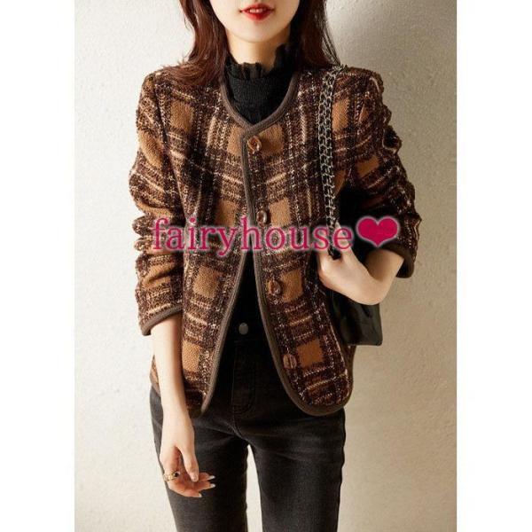 【急速出荷 2025年新作】ツイードジャケット レディース 40代 長袖ノーカラージャケット チェック柄 ショット丈ツイードコート 春コート 薄手アウター 秋服 韓国風 通勤OL 30代 50代 【急速出荷 2025年新作】ツイードジャケット レディース 40代 長袖ノーカラージャケット チェック柄 ショット丈ツイードコート 春コート 薄手アウター 秋服 韓国風 通勤OL 30代 50代