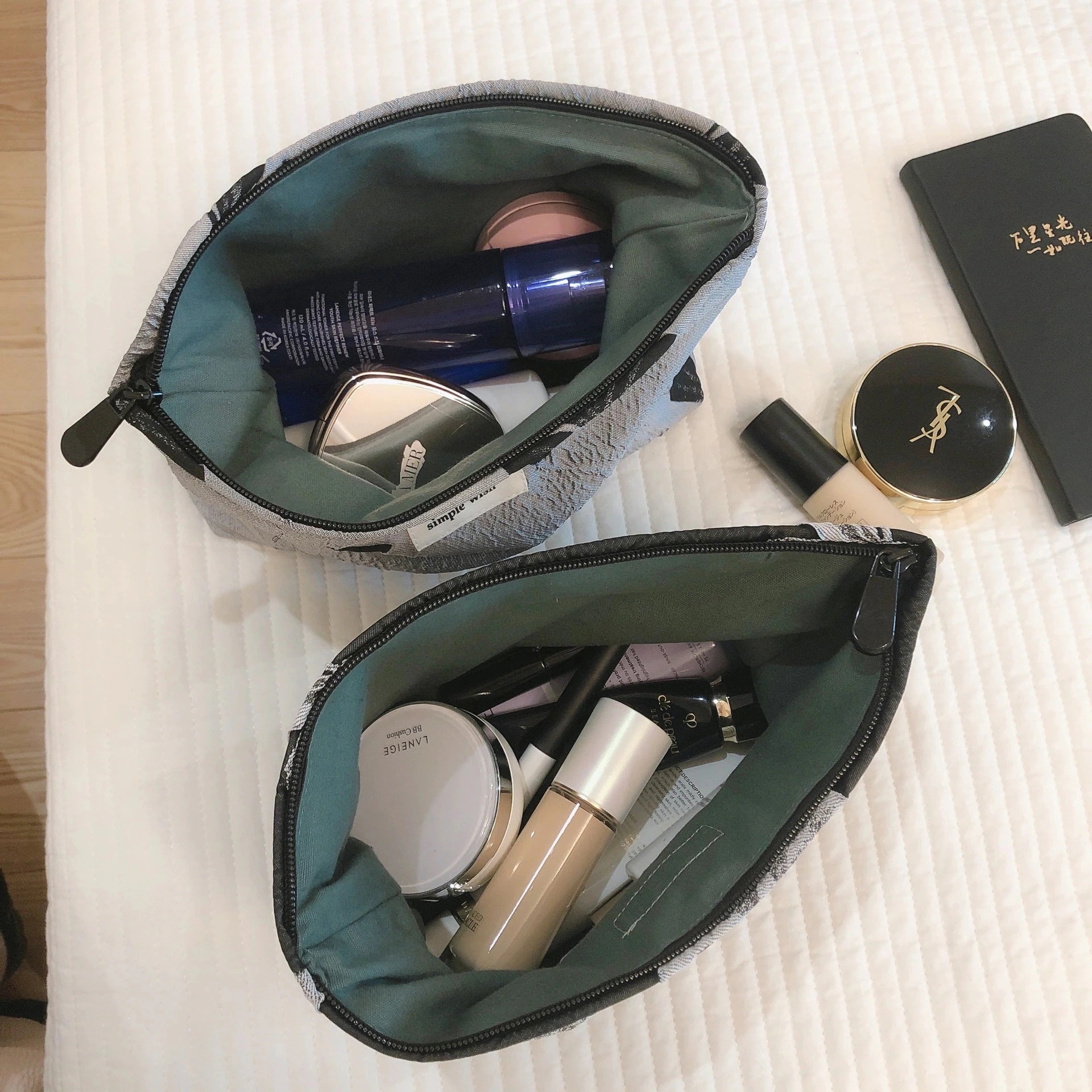 1つ買うと10個無料化粧ポーチ化粧　化粧品収納　カジュアル 女の子　便利　ハンド 大容量　リボン柄化粧ポーチ