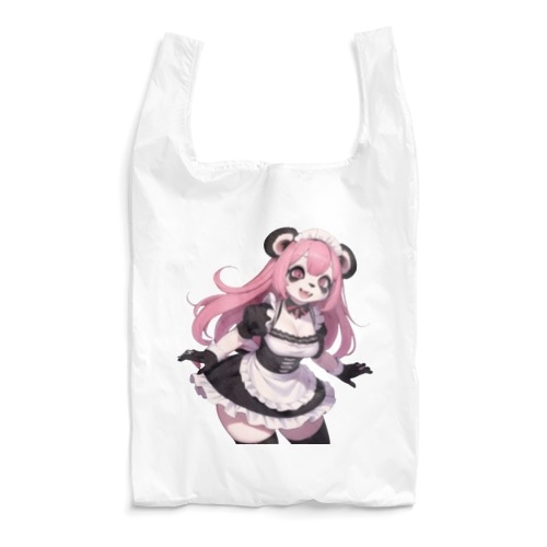 【文字入れ可能受注生産】パンダの女の子　メイド　ケモナー　ピンク髪 エコバッグ