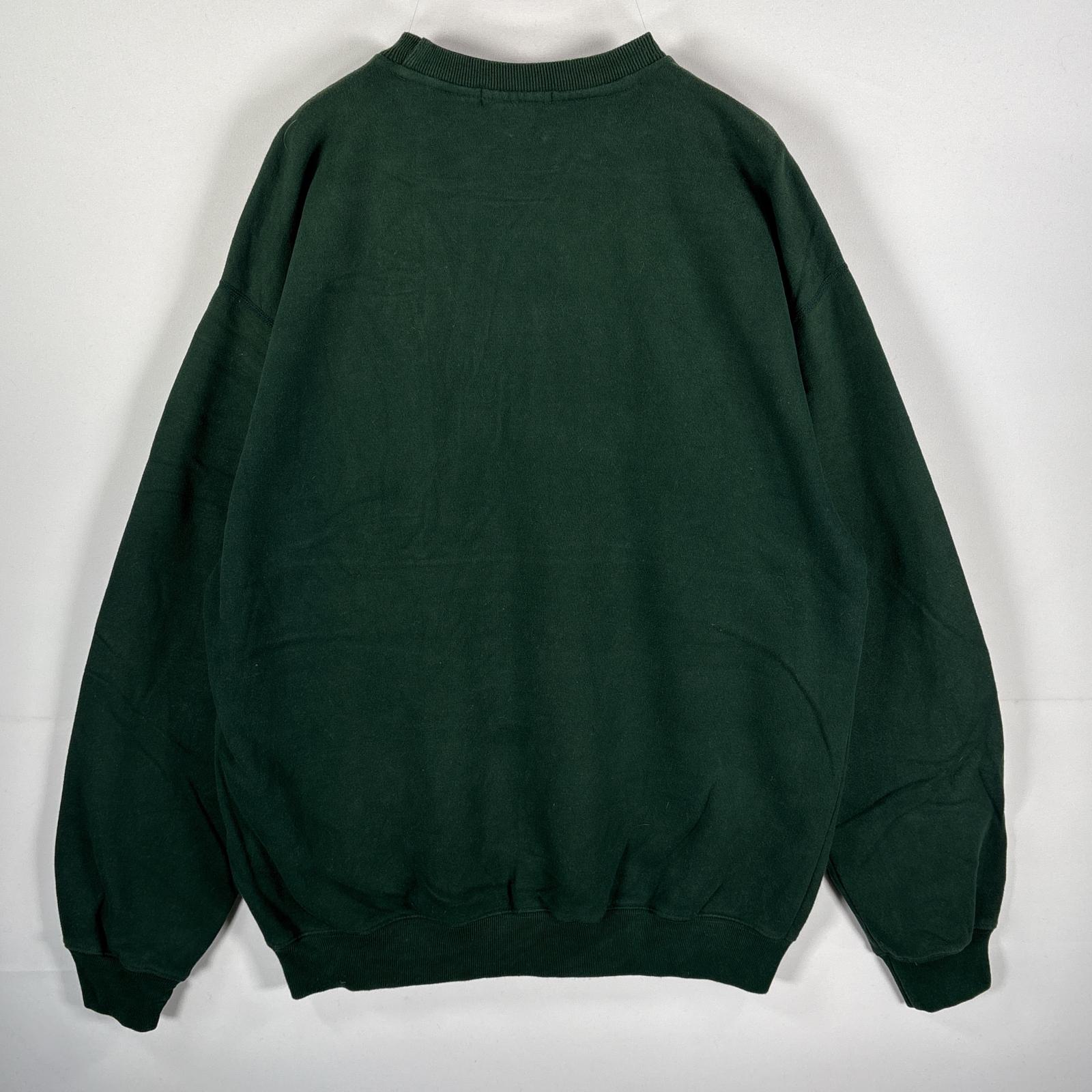 古着 90s/90年代 スウェット クルーネック 前Vガゼット ワンポイントロゴ刺繍 M グリーン メンズ 古着 90s/90年代 スウェット クルーネック 前Vガゼット ワンポイントロゴ刺繍 M グリーン メンズ