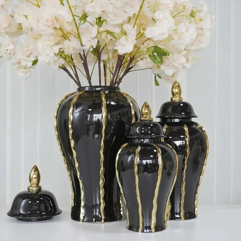 フラワーベース ブラック スタイリッシュ お洒落 モダン ラグジュアリー かっこいい ホテルライク ロビー オフィス 玄関 インテリア ホームデコ 4-7