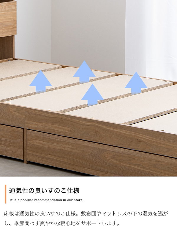 Qoo10] 収納付きダブルベッド ベッドフレーム単品