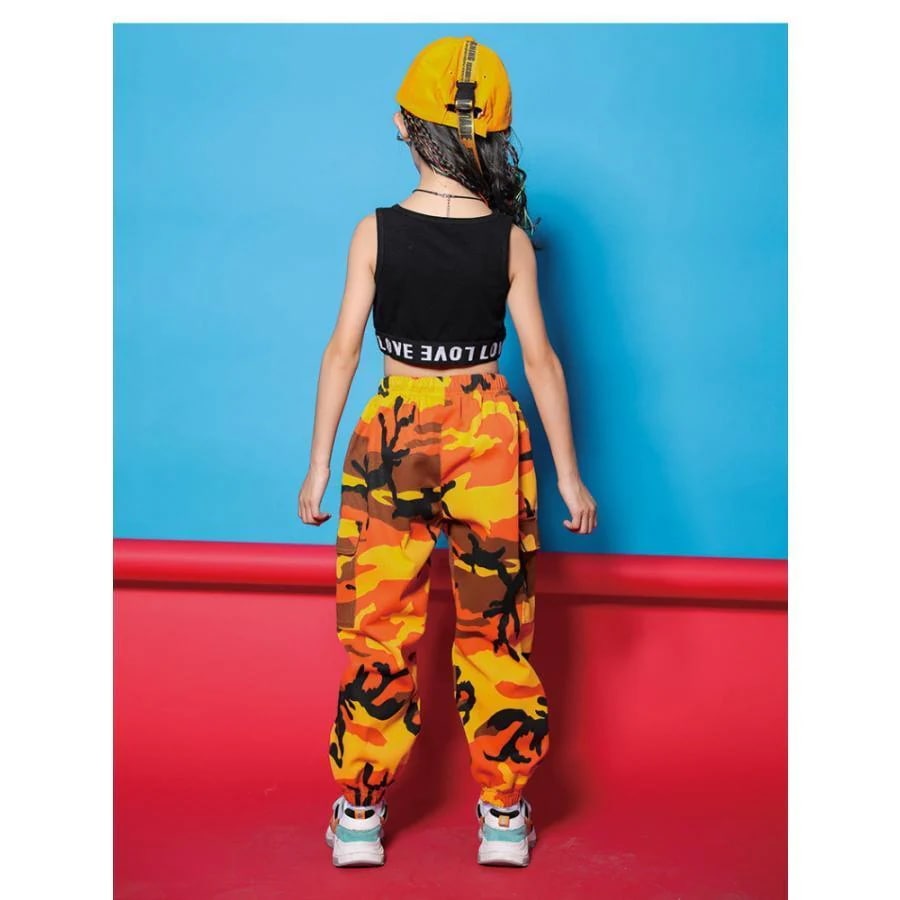 7月最新デザイン&20%OFFHIPHOP ダンス 衣装 キッズ 迷彩 パンツ 子供 ヒップホップダンスパンツ ズボン 練習着 ジャズダンス