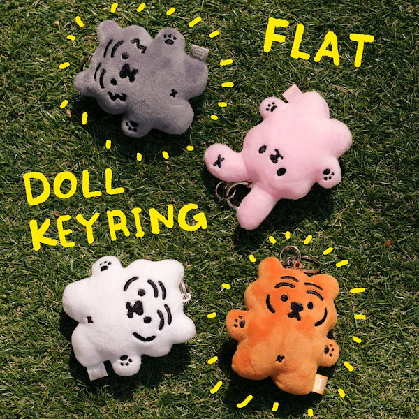 [MUZIK TIGER] Flat doll keyring 4種 新商品 新学期 韓国ファッション 韓国人気 男女共用 キーリング バッグ 人形  キャラクター 無職タイガー