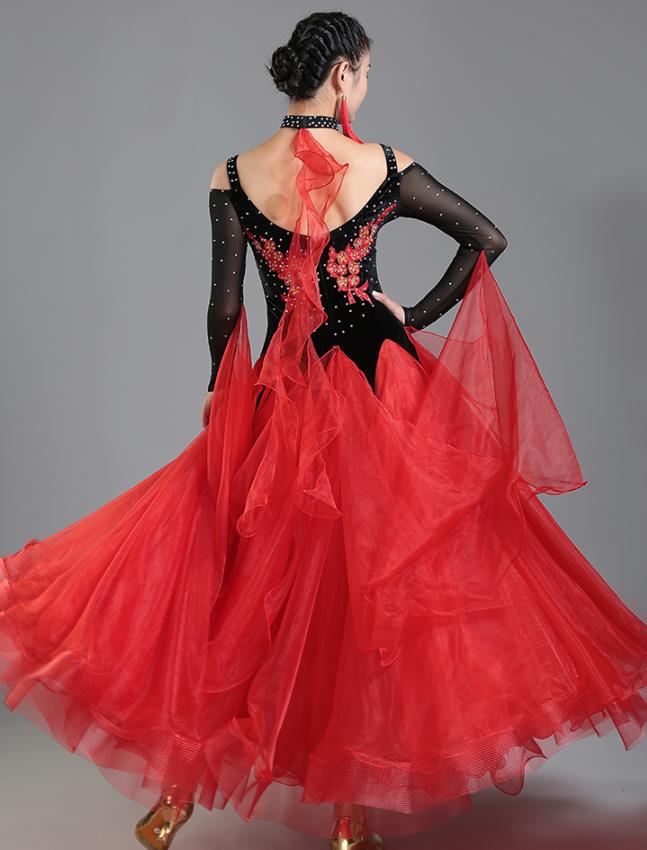 モダンドレス スパンコールキラキラ演出ドレス ワルツラテンタンゴ社交