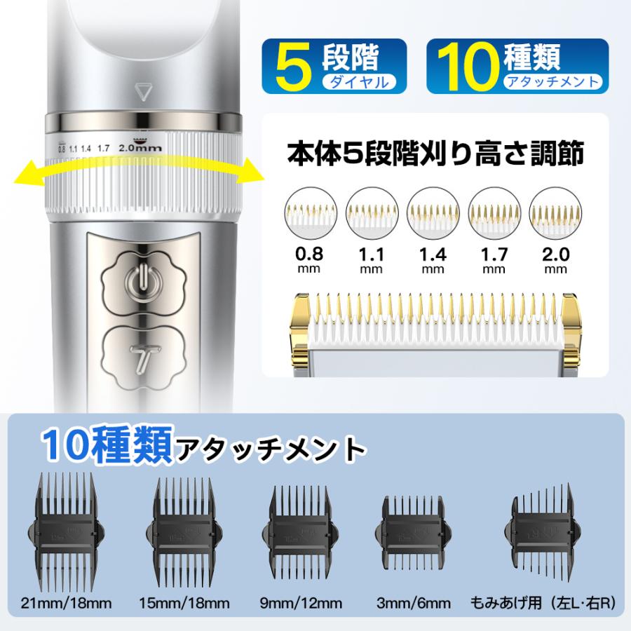 新春感謝祭セール】バリカン 電動バリカン 散髪 全身水洗可 IPX7 防水 USB充電式 コードレス 10種類アタッチメント ヘアカッター メンズ 子供 大人