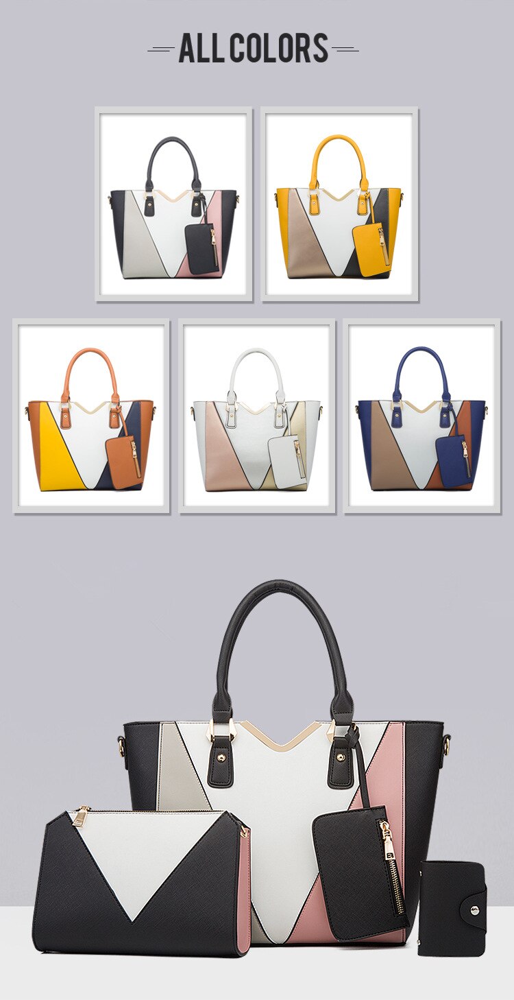 女性用合成皮革タッセルハンドバッグ,ショルダーバッグ,トートバッグ,高品質,4個セット