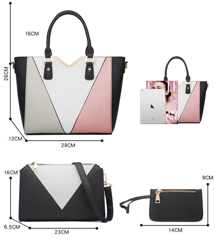 女性用合成皮革タッセルハンドバッグ,ショルダーバッグ,トートバッグ,高品質,4個セット