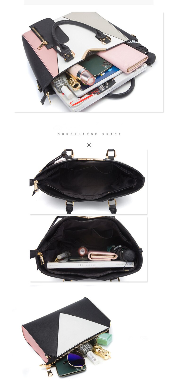 女性用合成皮革タッセルハンドバッグ,ショルダーバッグ,トートバッグ,高品質,4個セット