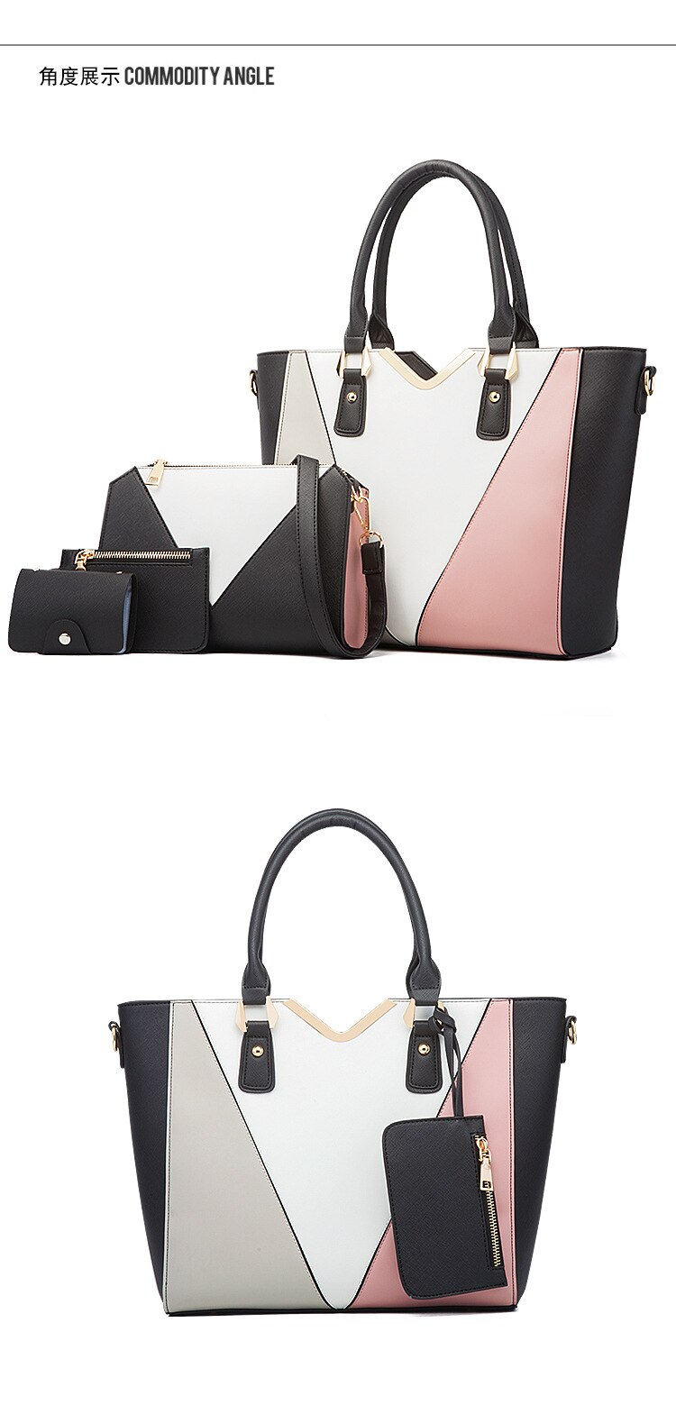女性用合成皮革タッセルハンドバッグ,ショルダーバッグ,トートバッグ,高品質,4個セット