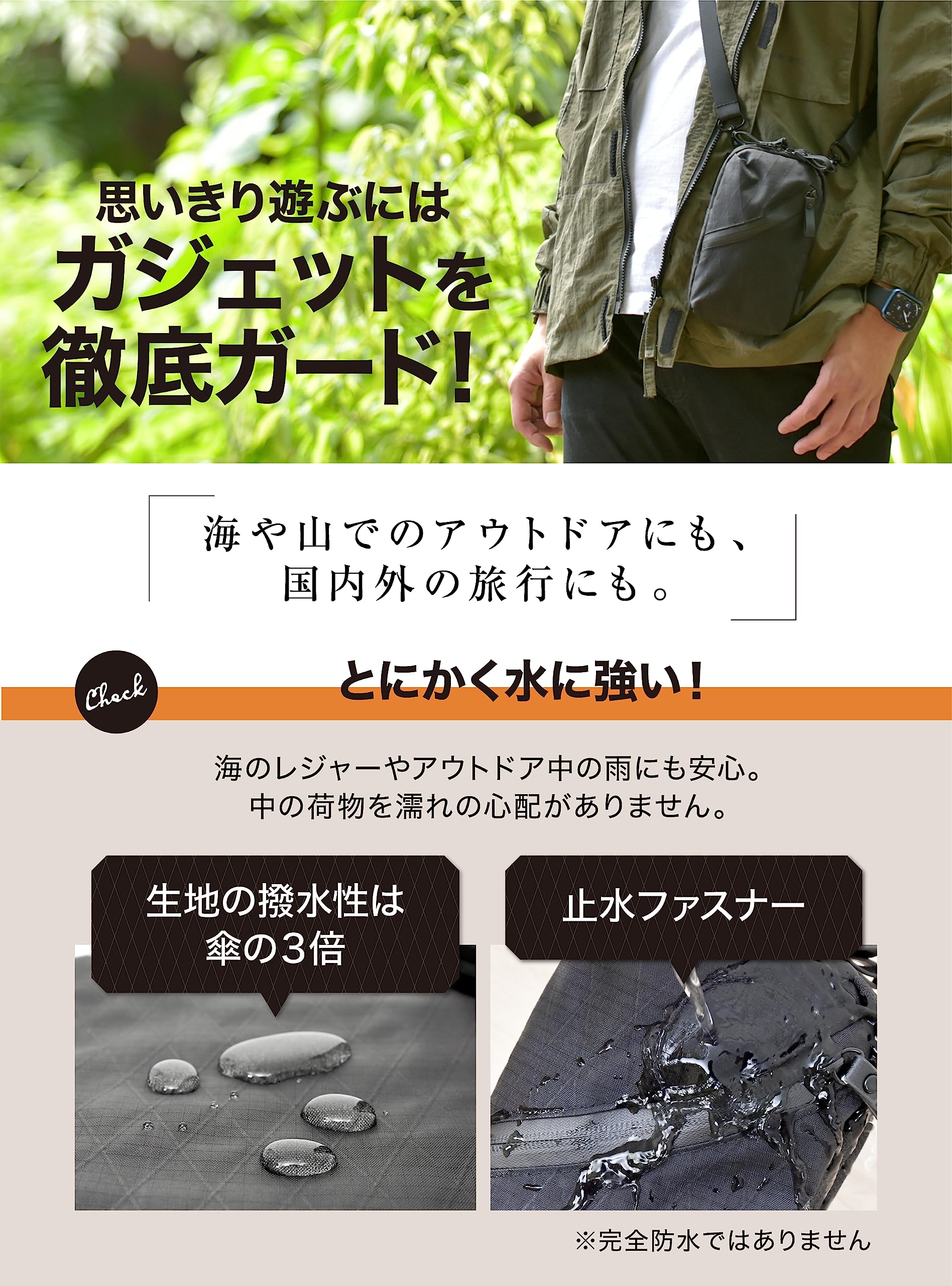 [GRINER] MonoMax掲載 Zpac スマホポーチ スキミング防止 撥水 ショルダーポーチ メンズ ベルトポーチ セキュリティー (ブラック)