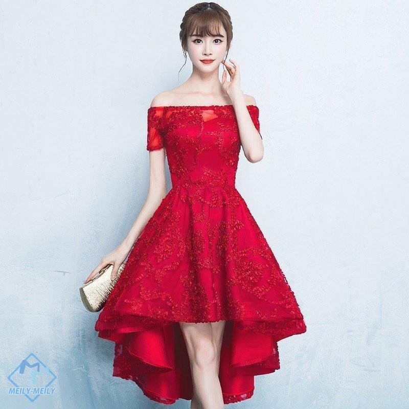 ドレス 赤 ミニ カラードレス 赤 ミニドレス 安い 前ミニ丈 結婚式 ワンピース 披露宴