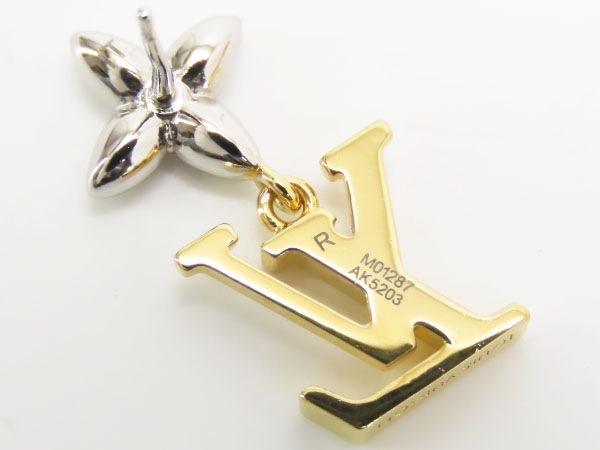 美品ルイヴィトンパンダントLVアイコニックフラワーピアスフラワーグラムスイングピアスゴールドシルバーM01287 美品ルイヴィトンパンダントLVアイコニックフラワーピアスフラワーグラムスイングピアスゴールドシルバーM01287