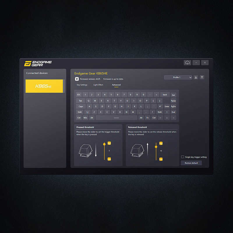 エンドゲームギア　ゲーミングキーボード KB65HE RGB ラピッドトリガー ［有線 /USB-A＋USB-C］ ブラック　EGG-KB65HE-GUS