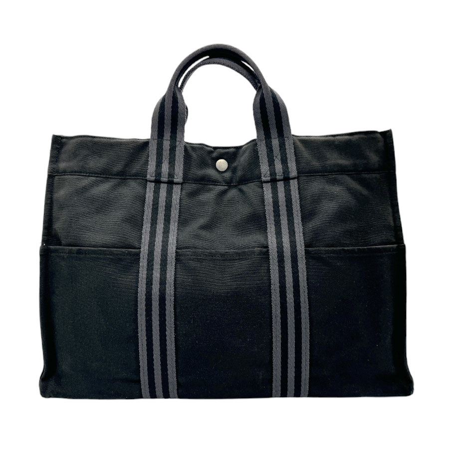 エルメス HERMES ハンドバッグ トートバッグ フールトゥMM キャンバス ブラック ユニセックス z2608