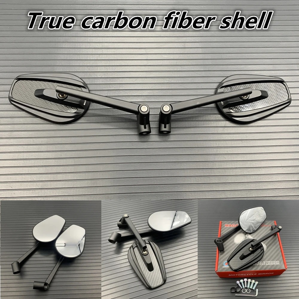 カーボンファイバー製オートバイミラー スクーター用 8mm 10mm B