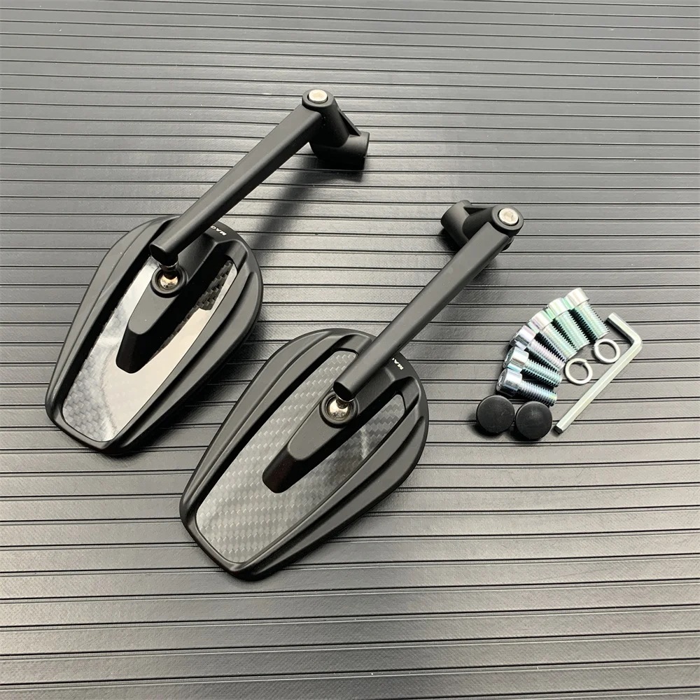 カーボンファイバー製オートバイミラー スクーター用 8mm 10mm B