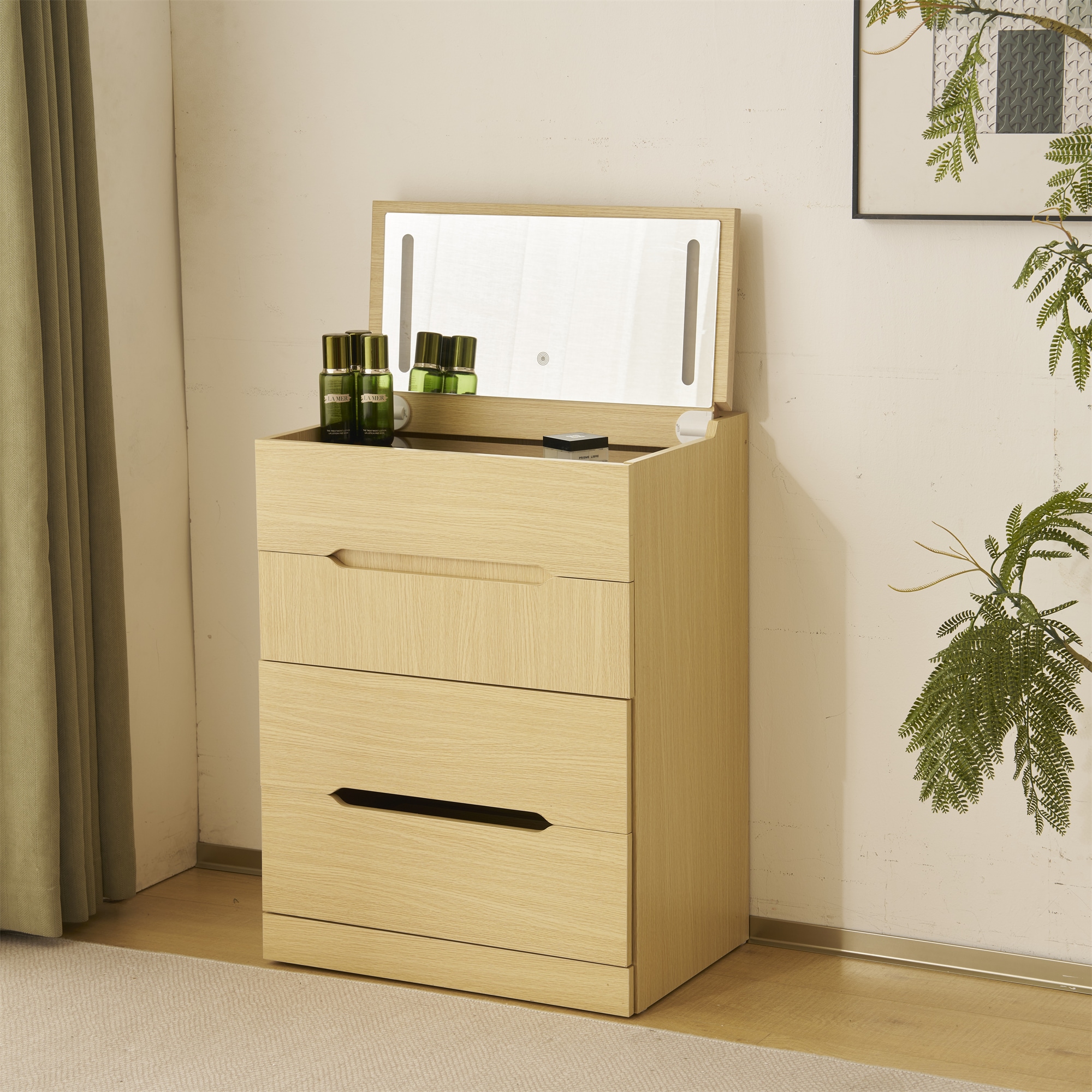 国内発送！ドレッサー 化粧台 ドレッサーセット 3色調節 鏡台 LEDミラー コンパクト 引き出し付き デスク スツール付き 収納 可愛い おしゃれ メイク台 化粧台 収納 化粧テーブル 収納付き 椅