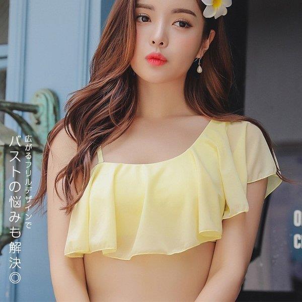 水着セット ビキニ水着レディース花柄フリルトップスワンショルダー花柄ビキニビーチプールパット付 水着セット ビキニ水着レディース花柄フリルトップスワンショルダー花柄ビキニビーチプールパット付