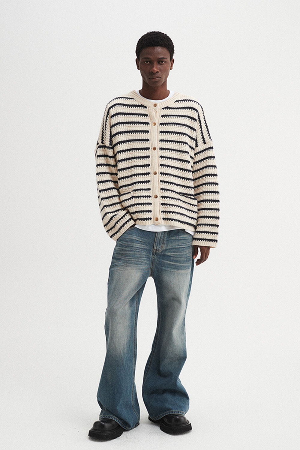 【DNSR】 STRIPE ROUND CARDIGAN : 2COLORS 【DNSR】 STRIPE ROUND CARDIGAN : 2COLORS