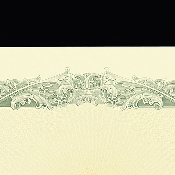 山櫻 証券用紙 B5ワイド K532 グリーン マーク無し 100枚 / 保証書 認定証 265×187mm 00803024-0100