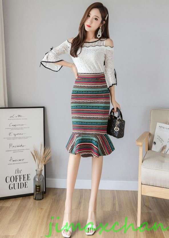 サマー　総丈65cmレディース　花柄　タイトスカート キシスカート　フレア　フォーマル　マーメイドラインスカート　ハイウエス　ペンシルス