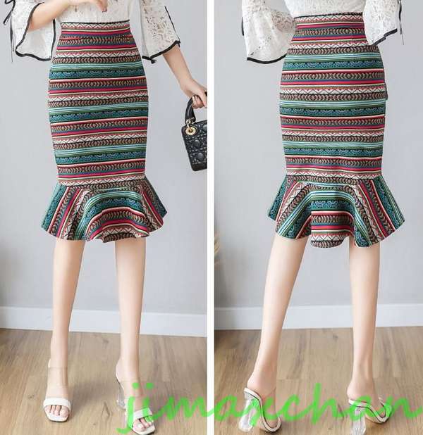 サマー　総丈65cmレディース　花柄　タイトスカート キシスカート　フレア　フォーマル　マーメイドラインスカート　ハイウエス　ペンシルス