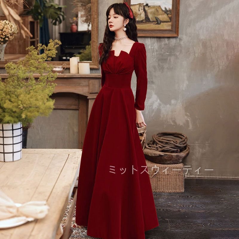 カラードレス ロングドレス ベルベット ウェデイングドレス 二次会ドレス コンサート 披露宴 結婚式 カラードレス ロングドレス ベルベット ウェデイングドレス 二次会ドレス コンサート 披露宴 結婚式