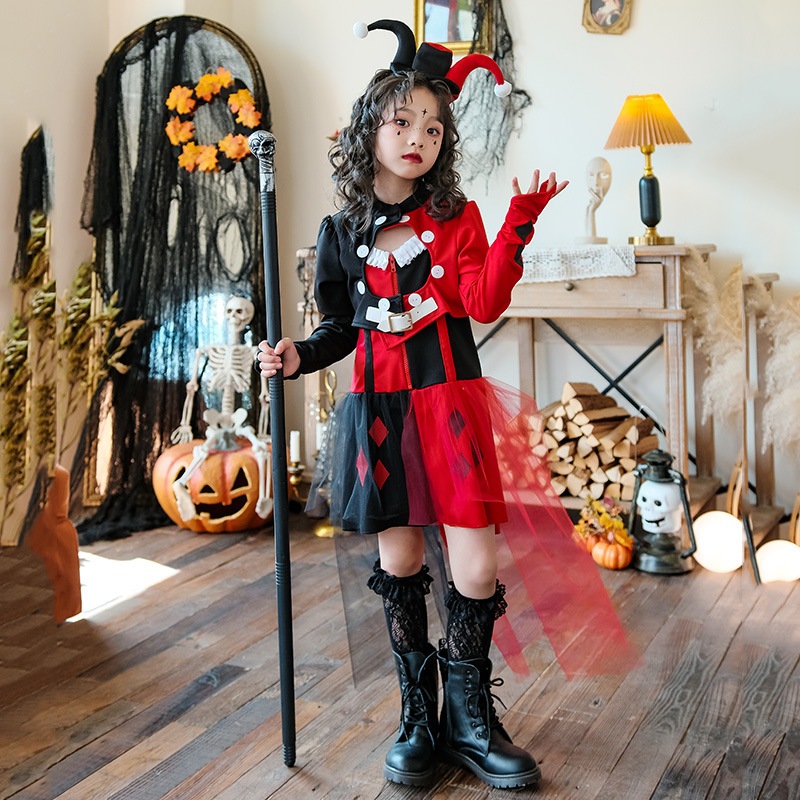 ハロウィンの子供用コスチュームサーカスのピエロのコスチューム面白いドレスコスドレスパフォーマンスコスチュームカーニバルコスチューム ハロウィンの子供用コスチュームサーカスのピエロのコスチューム面白いドレスコスドレスパフォーマンスコスチュームカーニバルコスチューム